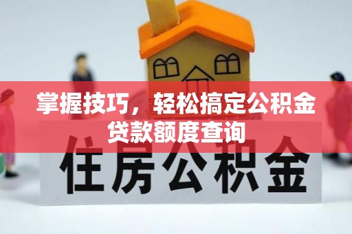 泰兴掌握技巧，轻松搞定公积金贷款额度查询