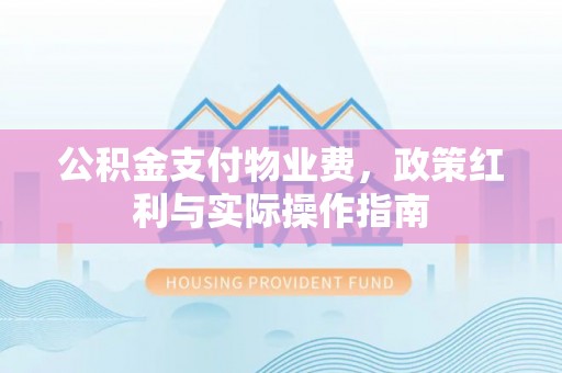 泰兴公积金支付物业费，政策红利与实际操作指南